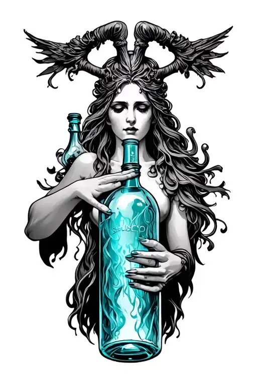 Create A Tattoo Of Hecate Holding A Bottle Aqua Tofana Bottle