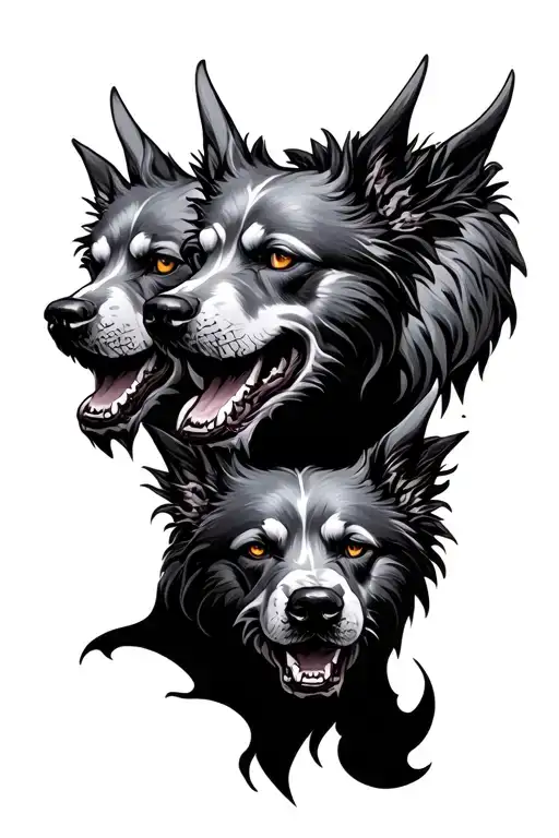 Cerberus Dog Three Heads Only