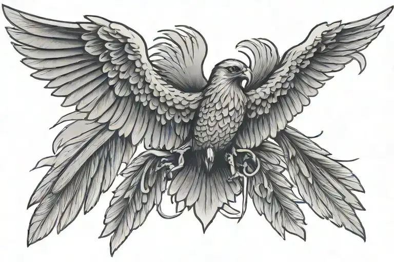 Falcon Wings Spread Wide Open Wings Holding Dagger