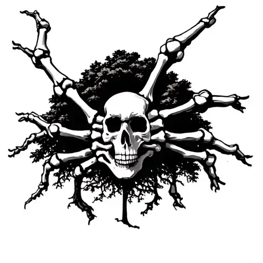 Skeleton Fingers Turning Into A Tree Line