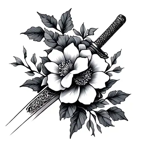 Katana Sword With Flowers