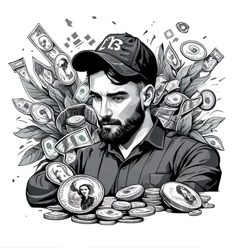 A Portrait Of A Self-employed Individual Surrounded By Symbols Of Wealth And Prosperity