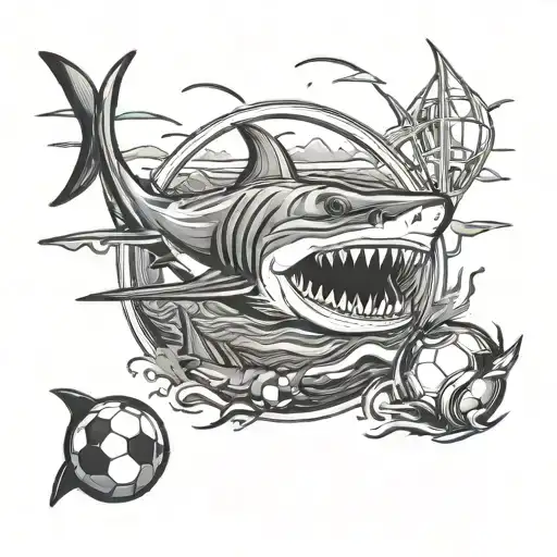 A Soccer Field With Sharks Playing Soccer Ball Gagged Little Red