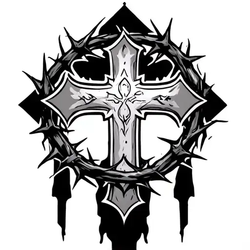 Crown Of Thorns And Gothic Cross