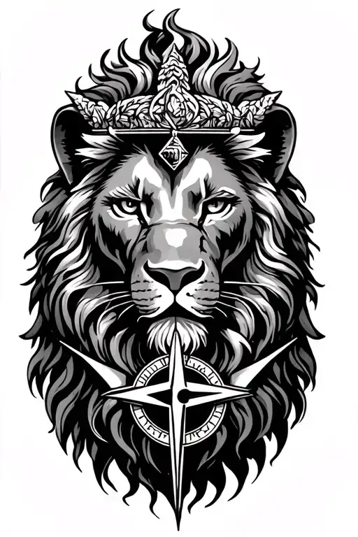 Lion Of Jericho With Cross And Compass