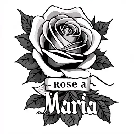Rose Tattoo Name Maria As Step