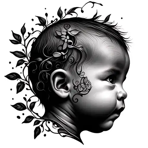 Baby Side Profile With Vine Wrapped