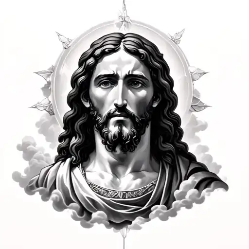 Jesus In Clouds Surrounding Them