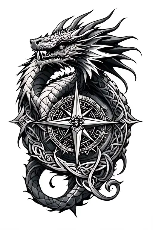 Celtic Dragon And Nordic Compass