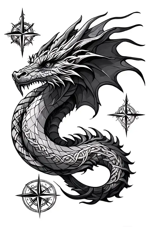 Celtic Dragon And Nordic Compass