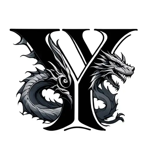 The Letter Y With Dragon Around It