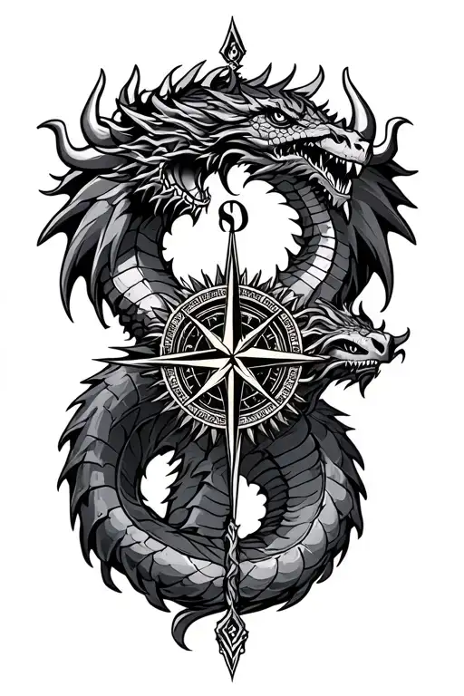 Vegvisir Viking Compass And Dragon