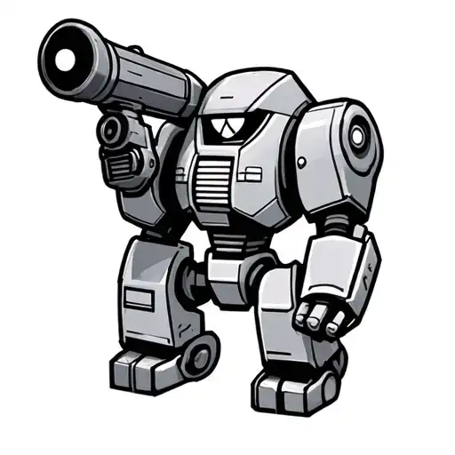 Cartoon Robot With Ray Gun