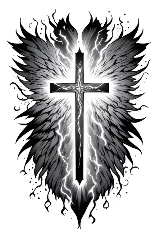 Faith Over Fear With A Cross And Lighting