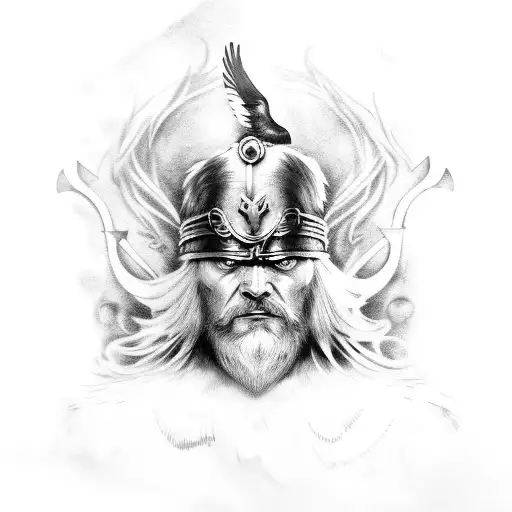 Odin With Crow Under Him