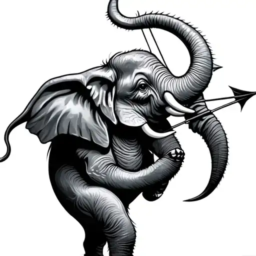 Elephant Holding Bow And Arrow