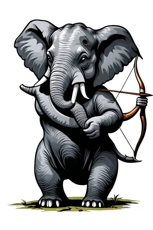 Elephant Holding Bow And Arrow