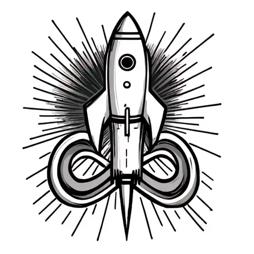 An Infinity Sign With A Rocket Inside As Part Of The Drawing On Top Of A Rainbow Color Palette