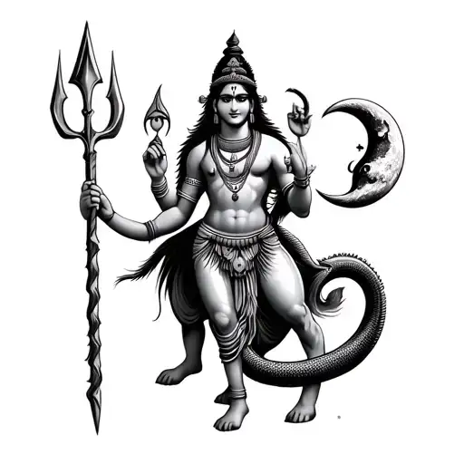 Depict Lord Shiva Using Elements Like Nandi The Bull The Trident Serpent Moon And Ganga