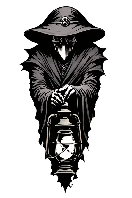 Plague Doctor Holding A Lantern Upper Body Only