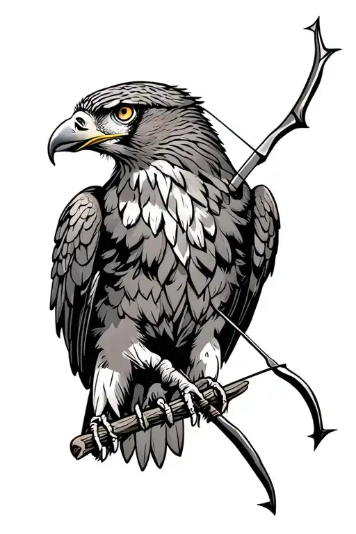 Hawk With A Bow And Arrow