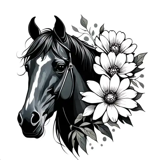 Horse Anfd Flower Blooming