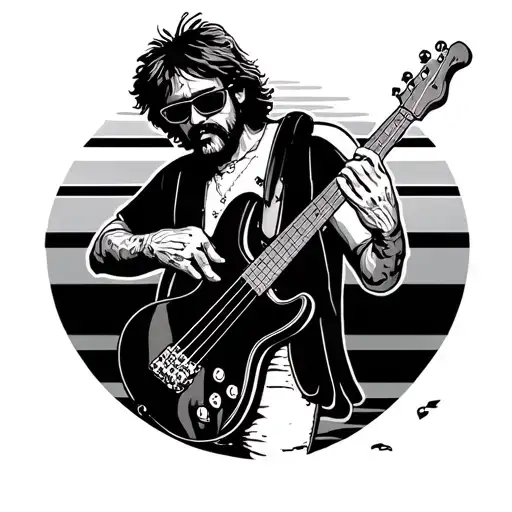 Woodstock Wearing Sunglasses While Holding A Bass Guitar