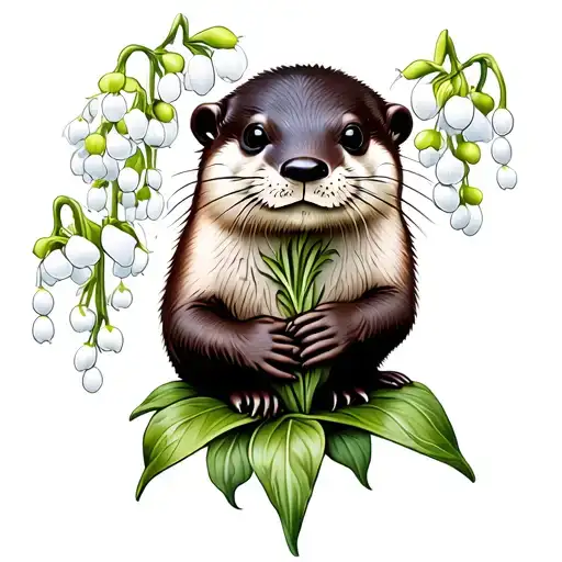 Otter Holding A Lily Of The Valley