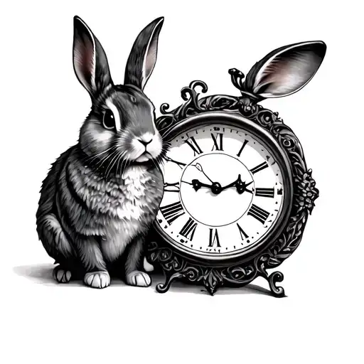 Rabbit And Clock Alice In Wonderland