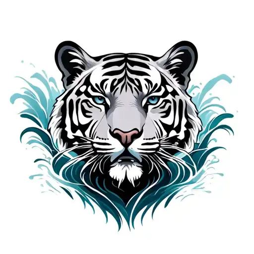 Tiger And Water Waves