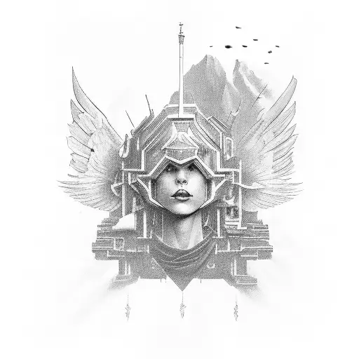 Female Guardian Angle Facing Stairway To Heaven