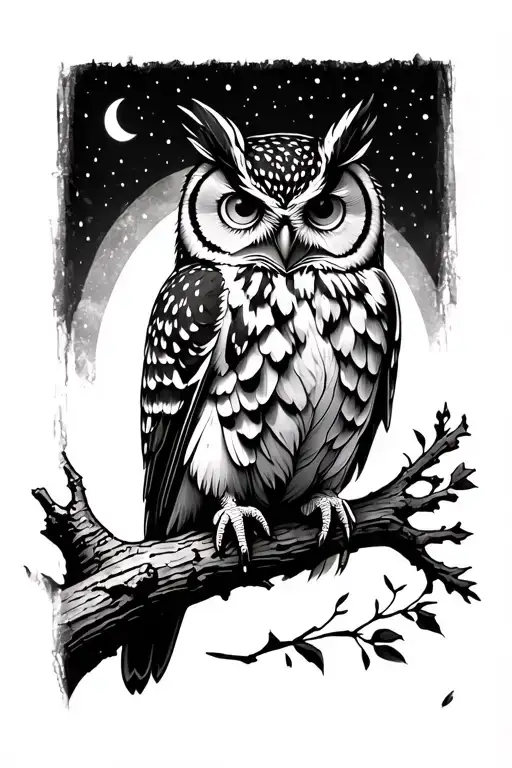 Night Owl Perched On A Branch