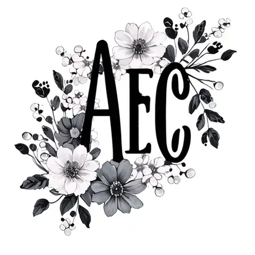 The Initials Aec Surrounded By Flowers And Baby Breath Flowers With Baby Foot Prints