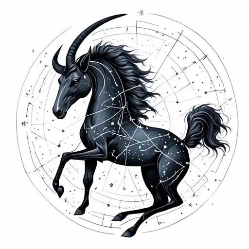 Capricorn And Sagittarius Constellations Forming The Shape