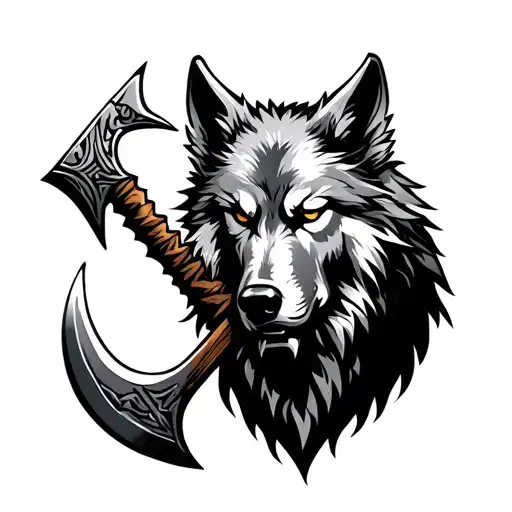Axe Fenrir Viking Norse Wolf