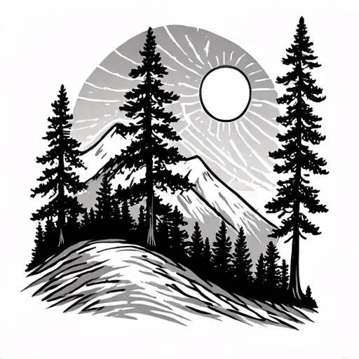 Pine Trees With Sun And Mountain Forearm Wrap