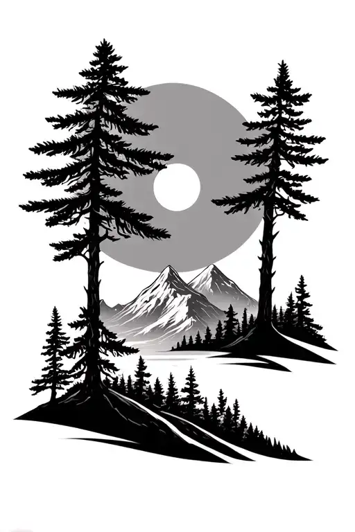 Pine Trees With Sun And Mountain Forearm Wrap