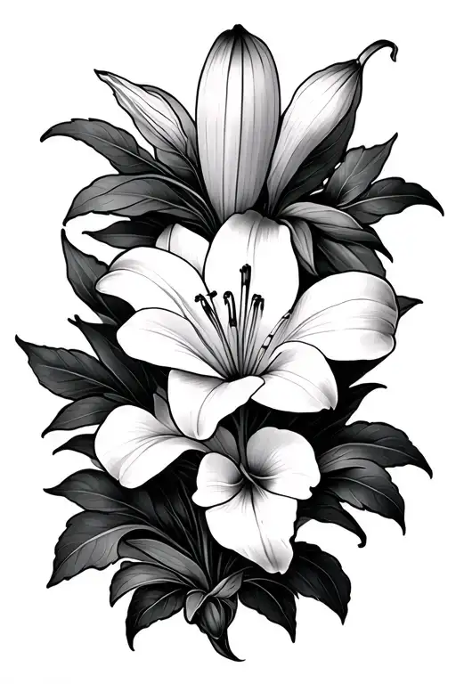 A Lily Flower Crossing Over A Hazel Flower