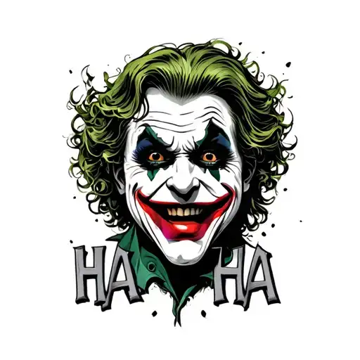 Joker Eyes And Mouth Open But The Mouth Is In Ha Ha Ha Word With Joker Font