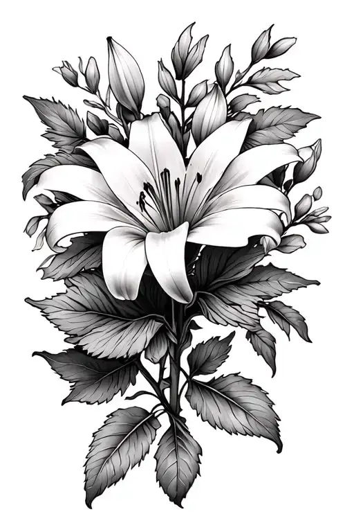 A Lily Flower Crossing Over A Witch Hazel Flower To Make An X