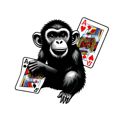 Monkey Holding Playing Cards