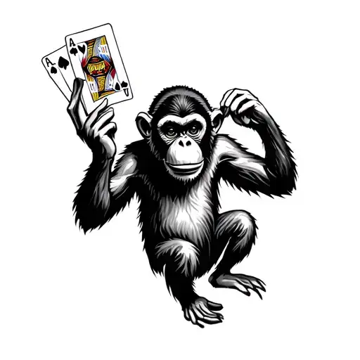 Circus Monkey Holding Playing Cards