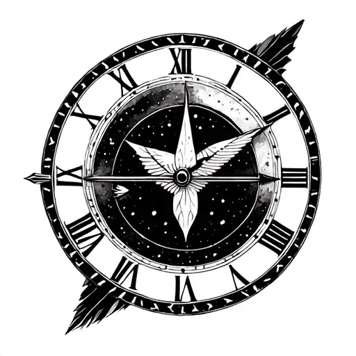 Sagittarius Arrow In Roman Clock Numerals