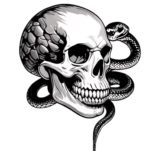 Skull With Snake