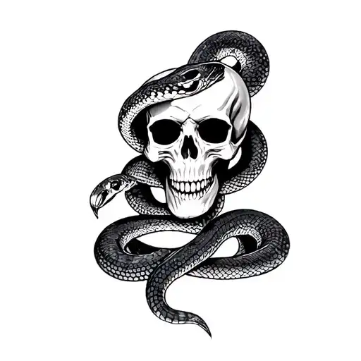 Skull With Snake