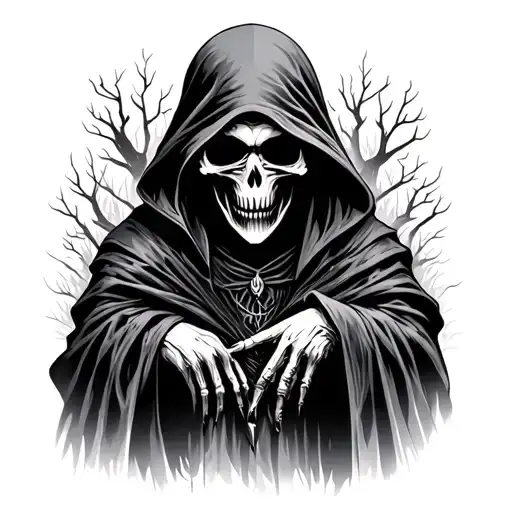 Grim Reaper In Dark Forest