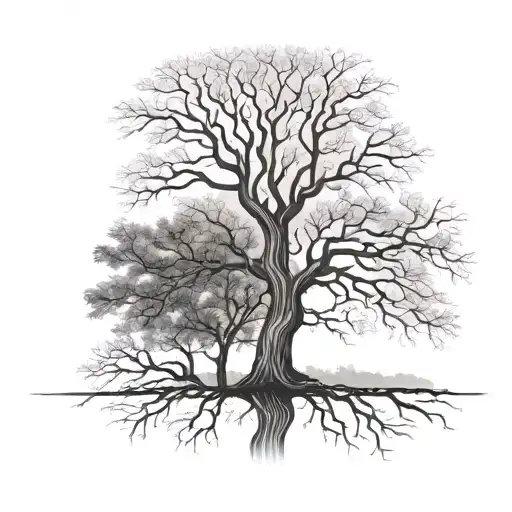 Matching Tattoos That Have One Outline Of A Tree
