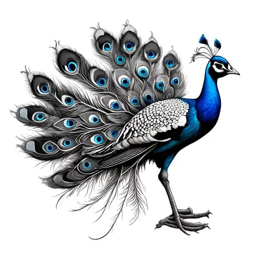 Peacock With Feathers