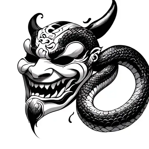 Hannya Mask With Snake