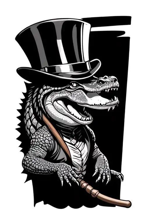 Alligator With Top Hat And Cane
